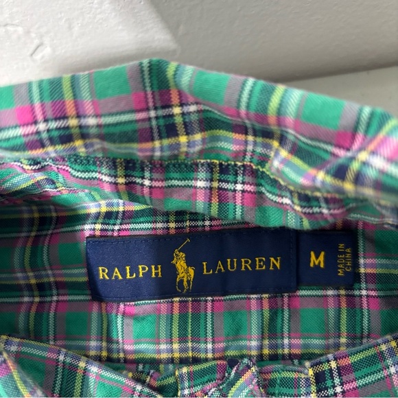 Ralph Lauren Blue Tag Pink Pony Men's Button Front Long Sleeve Shirt Medium - Picture 6 of 7